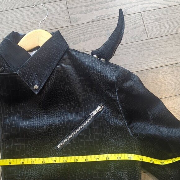 Men's Crocodile Pattern Vegan Leather Jacket with Magnetic Horns -NWT size S - Picture 8 of 8